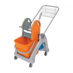 Two-bucket cleaning trolley 25L and 6L, squeezer for flat mops, Metal Splast TS-0006 basket