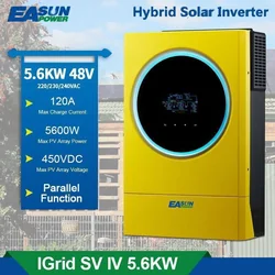 „Easun“ hibridinis saulės energijos keitiklis 5,6kW 120A lygiagretus, 120A MPPT, OFF-GRID ir ON-GRID