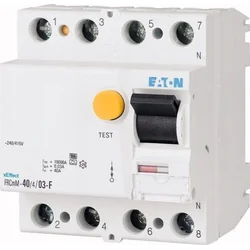 Eaton прекъсвач за остатъчен ток 4P 40A 0,1A 10kA тип S/F FRCMM-40/4/01-S/F 187433