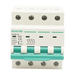 Suntree Miniature Circuit Breaker (MCB)  20A 3P+N 6KA C