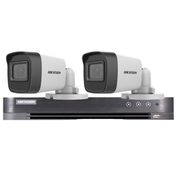 Hikvision surveillance system 2 cameras 5MP, lens 2.8mm, IR 30m, DVR 4 channels 5MP, AUDIO