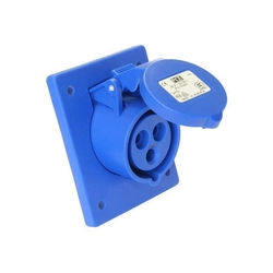 Panel-mounted CEE socket outlet Pce 413-6 230 V (50+60 Hz) blue Blue IP44 Screwed terminal Angled