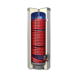 Échangeur d&#39;eau chaude sanitaire avec serpentin spiralé, debout SGW(S) Tower Grand 160L, polyuréthane, cuir artificiel, bobine d&#39;une surface de 1,4 m