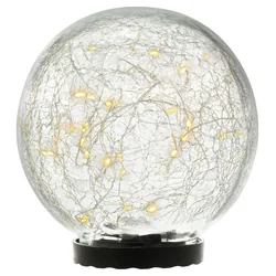 Éclairage solaire Boule de verre, blanc chaud, 15 cm