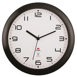 Wall clock, radio controlled, 30 cm, ALBA Hornewrc, black