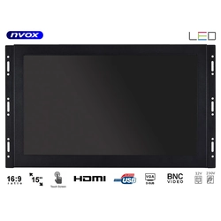 Open frame touch monitor led 15cali fhd vga hdmi bnc usb 12v 230v