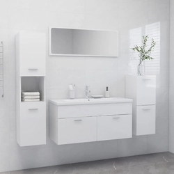 Bathroom furniture set, high gloss, white, chipboard