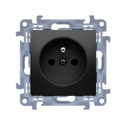 Einzelne Schutzkontakt-Steckdose mit Blenden für Strompfade (Modul)16A, 250V~, Schnellverbinder, schwarz matt,SIMON10