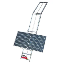 Electric lift with trolley and remote control for lifting photovoltaic panels, maximum height 18m