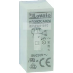 Elektrické miniaturní relé Lovato, ovládání zásuvek 24VAC, 1C/O, 16A, až HR5XS2..(max. 10A)