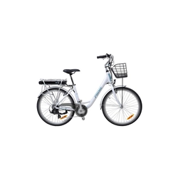 Elektrische fiets HECHT Prime White, aluminium frame 18 inch, wielen 26 inch, Shimano shifter, schijfrem, accu 36 V