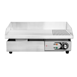 Elektrische grillplaat | 2/3 glad 1/3 gegroefd | verstelbaar | 3 kW | 550x430x250 mm | RQEG818-2