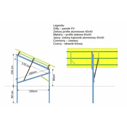 Elementos de montagem para fazer um seguidor solar para painéis 2 com dimensões até 114cm x 230cm x 3cm