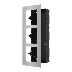 Embedded mounting frame in stainless steel, 3 modules, for modular Intercom - HIKVISION DS-KD-ACF3-S