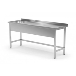 Ενισχυμένο τραπέζι με νεροχύτη χωρίς ράφι - θήκη στην αριστερή πλευρά 1600 x 700 x 850 mm POLGAST 210167-L 210167-L