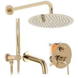 Ensemble baignoire et douche à encastrer Rea Lungo Gold or + BOX