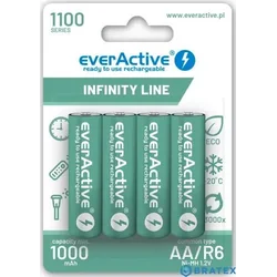 Επαναφορτιζόμενες μπαταρίες EverActive R6/AA 1100 mAH, blister 4 PCS.INFINITY LINE, τεχνολογία έτοιμη προς χρήση