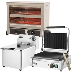 Équipement Bar Grill Contact + Friteuse 8l + Cocotte