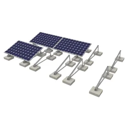 Estrutura de lastro, módulos dispostos horizontalmente com trilho fotovoltaico