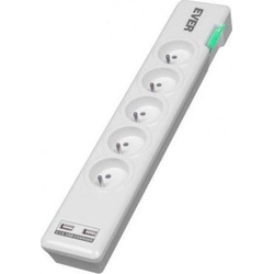 Ever Elite USB overspændingsbeskyttelse strømskinne 5 stik 1.5 m hvid (T/LZ11-ELI015/0000)