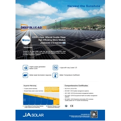 Photovoltaic Module PV Panel 425Wp Ja Solar JAM54D40-425/MB_BF Deep Blue 4.0 N-Type Bifacial Double Glass Black Frame Black Frame