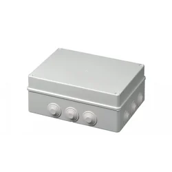 Square applied box 300x220x120mm IP55 for distribution junction ABS UV resistant with plugs