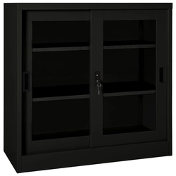 Lumarko Cabinet with sliding doors, black, 90x40x90 cm, steel!