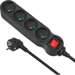 Maclean Energy power strip 4 sockets 3 m black (MCE181)