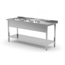 Table with three sinks and a shelf - compartments on the left side 1900 x 600 x 850 mm POLGAST 224196-L 224196-L