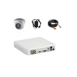 Video surveillance system kit 1 camera 2MP complete interior Hikvision IR 20 m with DVR, Romanian menu, Cloud, mobile phone software included