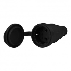 Straight portable socket 16A 230V 2P + Z black Schuko 1052