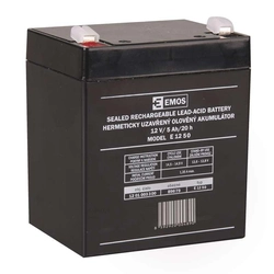 Emos Maintenance-free lead-acid battery 12 V / 5Ah, faston 6.3 mm B9679