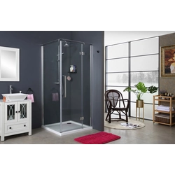 Rectangular shower cubicle 80x120 FRESH LINE Sea-Horse chrome, transparent glass, right