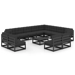 13-cz. garden seating set with cushions, black