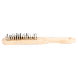 4-row wire brush with wooden handle