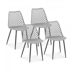 Chairs - 4 pcs - Royal Catering - up to 150 kg - openwork backrests - light gray ROYAL CATERING 10012383 RCFU_05