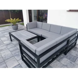 Aluminum corner sofa for the terrace in the winter garden