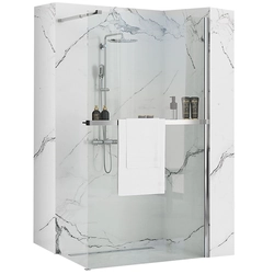 Rea Aero N 100 Transparent shower wall with a shelf and Evo hanger
