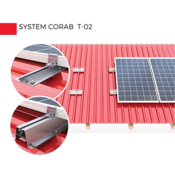Fästesats för solenergimodul CORAB för sadeltak, korrugerad/trapetsplåt T-024