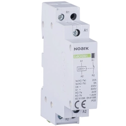 Noark 102405 Ex9CH20 02 220 / 230V 50 / 60Hz Installation relay, 20 A, 220/230 V control, 2 NC contacts (Ex9CH20 02 220 / 230V 50 / 60Hz)