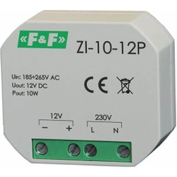 F&F Fonte de alimentação chaveada para caixa 180-264V AC, saída 12V DC 0,83A 10W ZI-10-12P