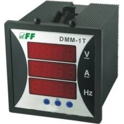 F&F Medidor de parámetros de red 1-fazowy 12-400V AC 1-9000/5A 10-100Hz panel digital 96x96mm DMM-1T