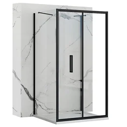 Rapid Fold Black wall-mounted shower cabin