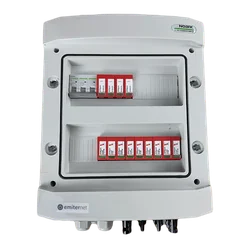 PV switchboard connectionDCAC hermetic IP65 EMITER with DC surge arrester Dehn 1000V type 2, 3 x PV chain, 3 x MPPT // limit.AC Dehn type 2, 32A 3-F