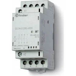 Finder Modulinis kontaktorius 4Z 25A 24V AC/DC, veikimo indikatorius + LED, 35mm 22.34.0.024.4320