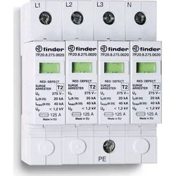 Finder Ogranicznik przepięć C tüüp 2 20kA 1,2/1,5kV 230V AC, 4xwarystor (L-N/N-PE) 7P.25.8.275.0020