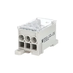 Fixe o trilho do bloco de distribuição de fase PVB 160-6 160A 1x16-95mm² + 6x2,5-35mm² Cu-Al 1000V AC / DC