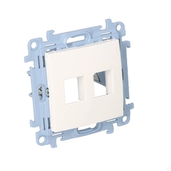 Flat double keystone socket cover (module), white Simon10