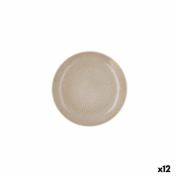 Flat Plate Ariane Porous Beige Ceramics Ø 21 cm (12 Pieces)