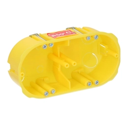 Flush-mounted box p/t ONNLINE PK-2x60 plasterboard, plate with screws, self-extinguishing, halogen-free, yellow